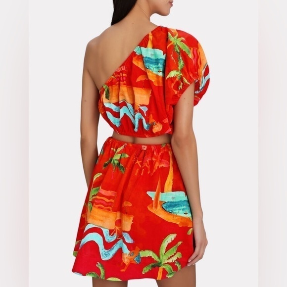 FARM Rio Ipanema One-Shoulder Cut-Out Mini Dress. - Picture 2 of 12